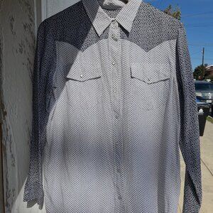 Equipment 100% silk Western Shirt XS Mother of Pearl Snaps White/Navy